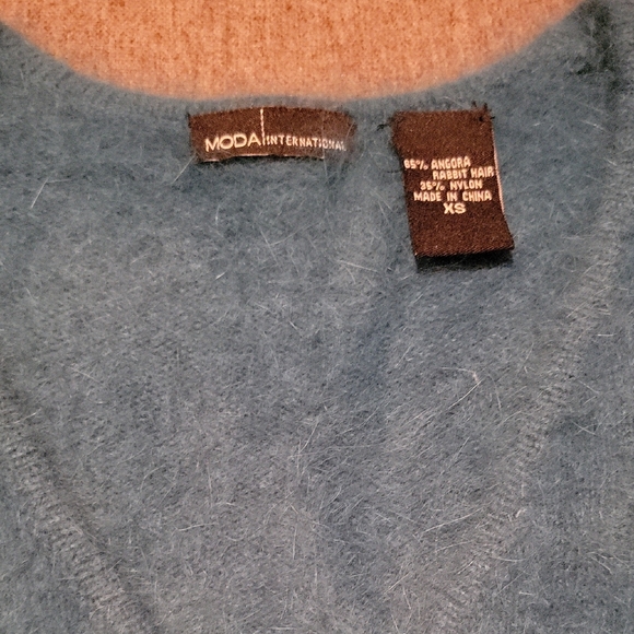 Angora Faux Wrap Sweater Blue Sz. XS - Picture 7 of 8